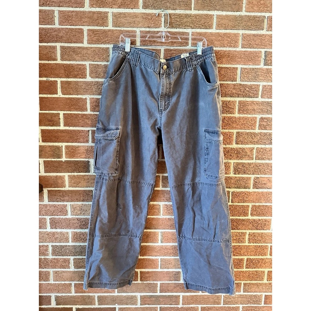 Red Head Brand Co Mens Gray Canvas Cargo Work Pants 38x32 Relaxed Fit Distressed